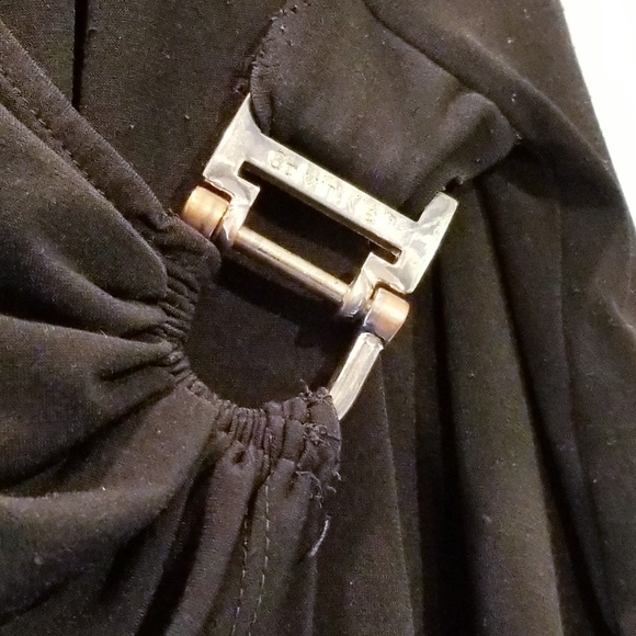 Calvin Klein Assymetric Semi Wrap top w/Gold Clip - Picture 2 of 8